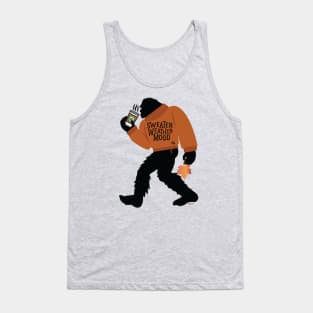 Sweater Weather Bigfoot With Pumpkin Spice Latte Tank Top